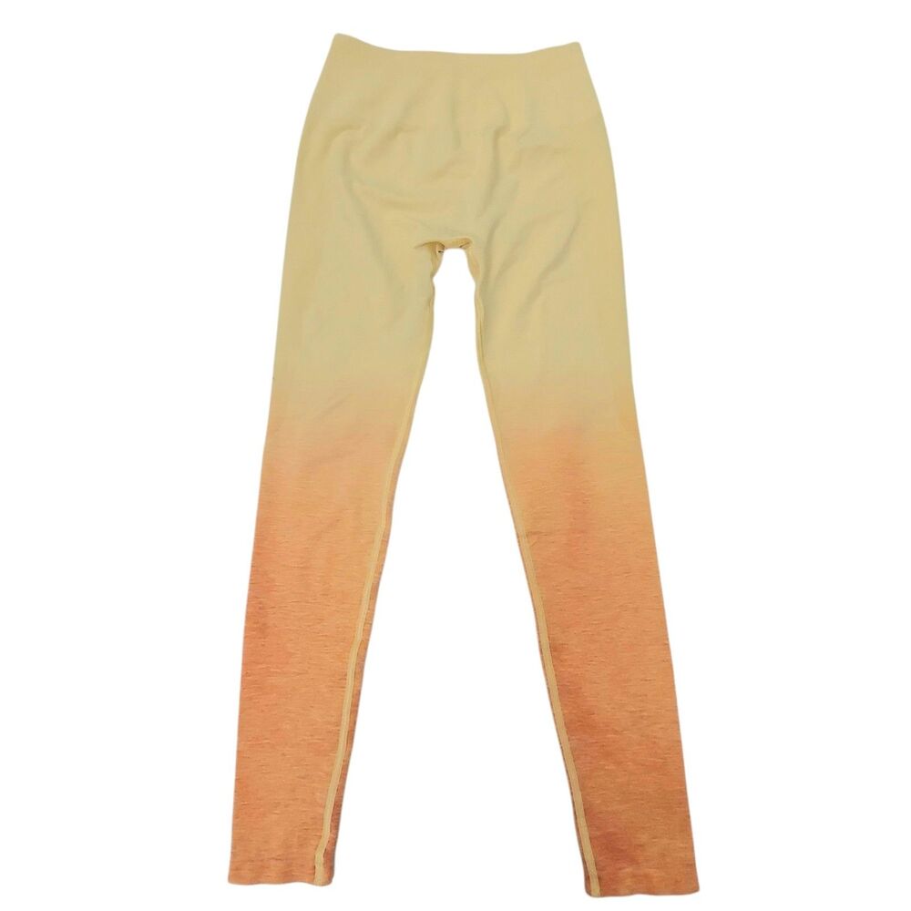 Alphalete Leggings Womens Medium Yellow Orange Athletic Workout Gym Training